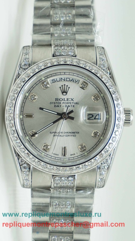 Rolex Day-Date Automatique S/S 36MM Sapphire Diamonds Bezel RXM250