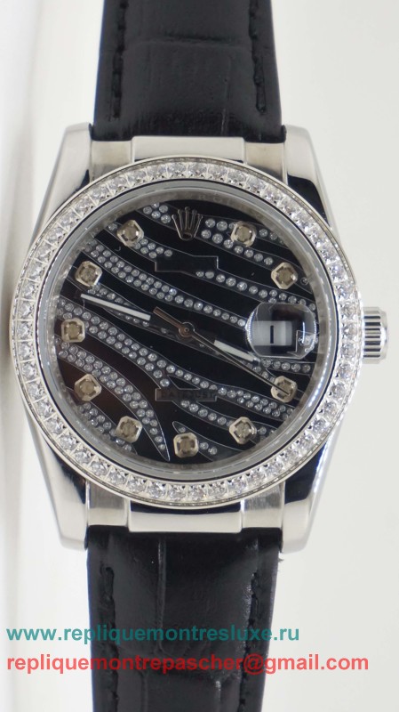 Rolex Datejust Automatique Cuir 36MM Diamonds Bezel Sapphire RXM382